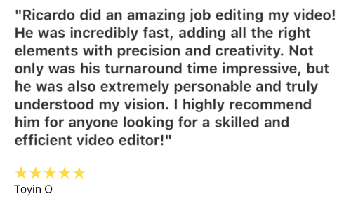 Creovisual Testimonial from Toyin